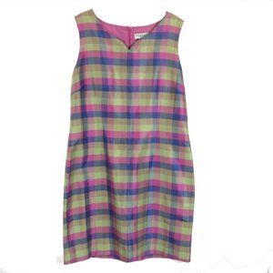 😀 3 for $20 Size 14 Pastel Check Slub Silk Dress